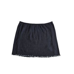 pointelle knit ribbed mini skirt